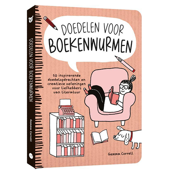 kaft van het boek doedelen voor boekenwurmen, met een illustratie van een meisje dat een boek leest