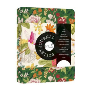 groen bullet journal met kleurrijke bloemen